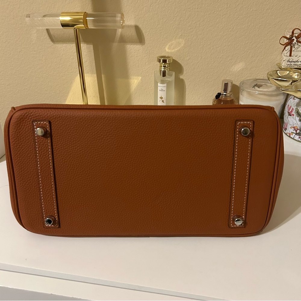 30cm Round Top Handle Front Pockets Satchel Brown - Picture 8 of 8